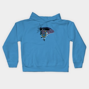 Spirograph Collage Blue and orange butterfly Kids Hoodie